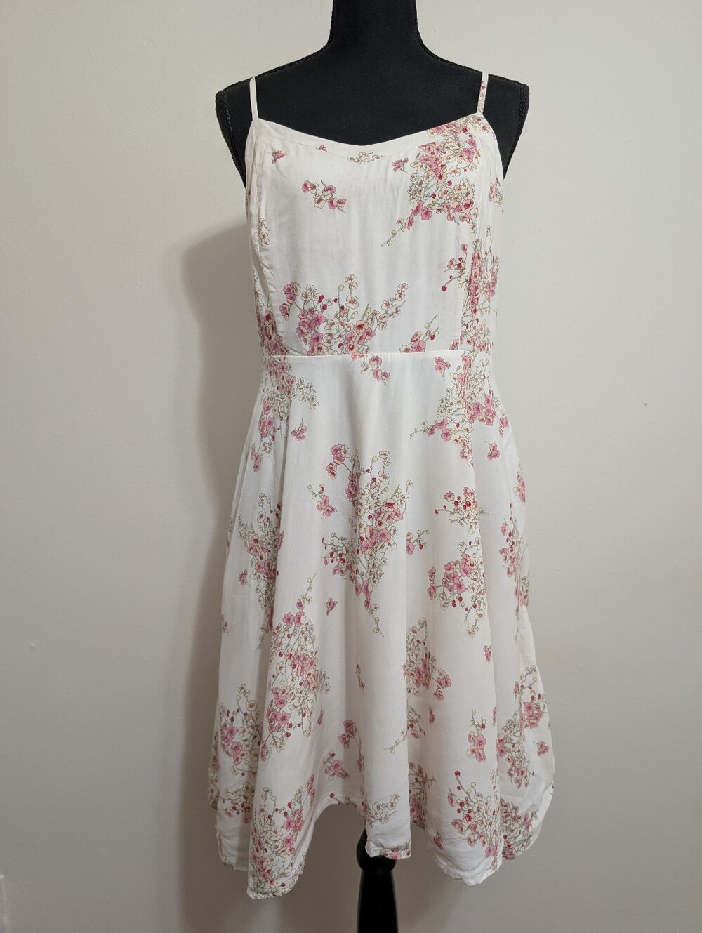 Old Navy Pink Floral Sun Dress White Midi Medium